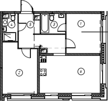 Планировка: Квартира 58,9 м² в ЖК «Ориент Экспресс»