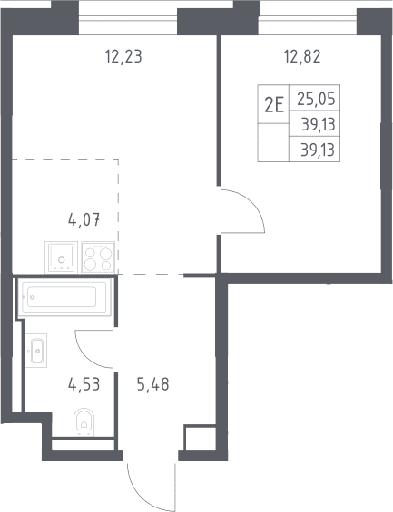 Планировка: Евродвушка 39,1 м² в ЖК «Верейская 41»