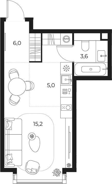 Планировка: Студия 29,8 м² в ЖК «МАСТЕРС»