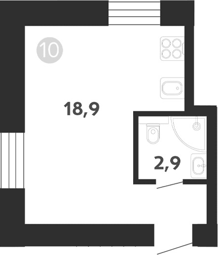 Планировка: Студия 21,8 м² в ЖК «Седова, 99»