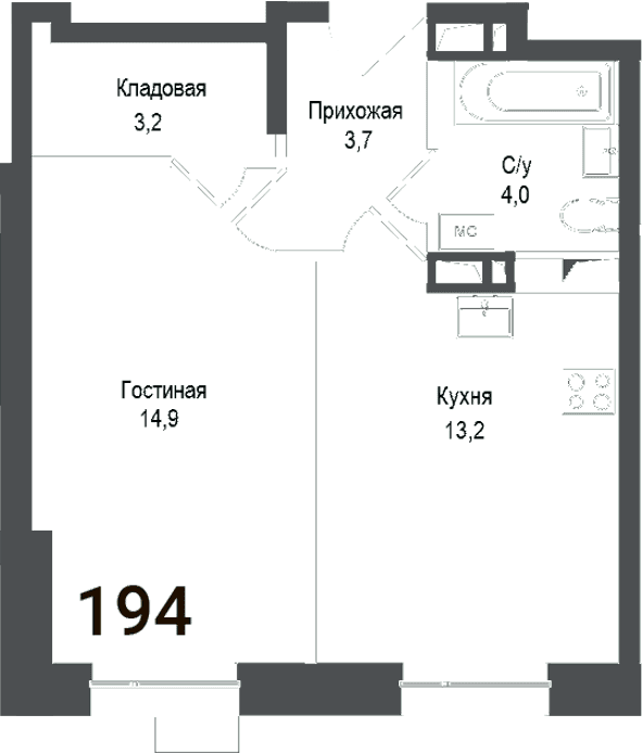 1-комнатная квартира