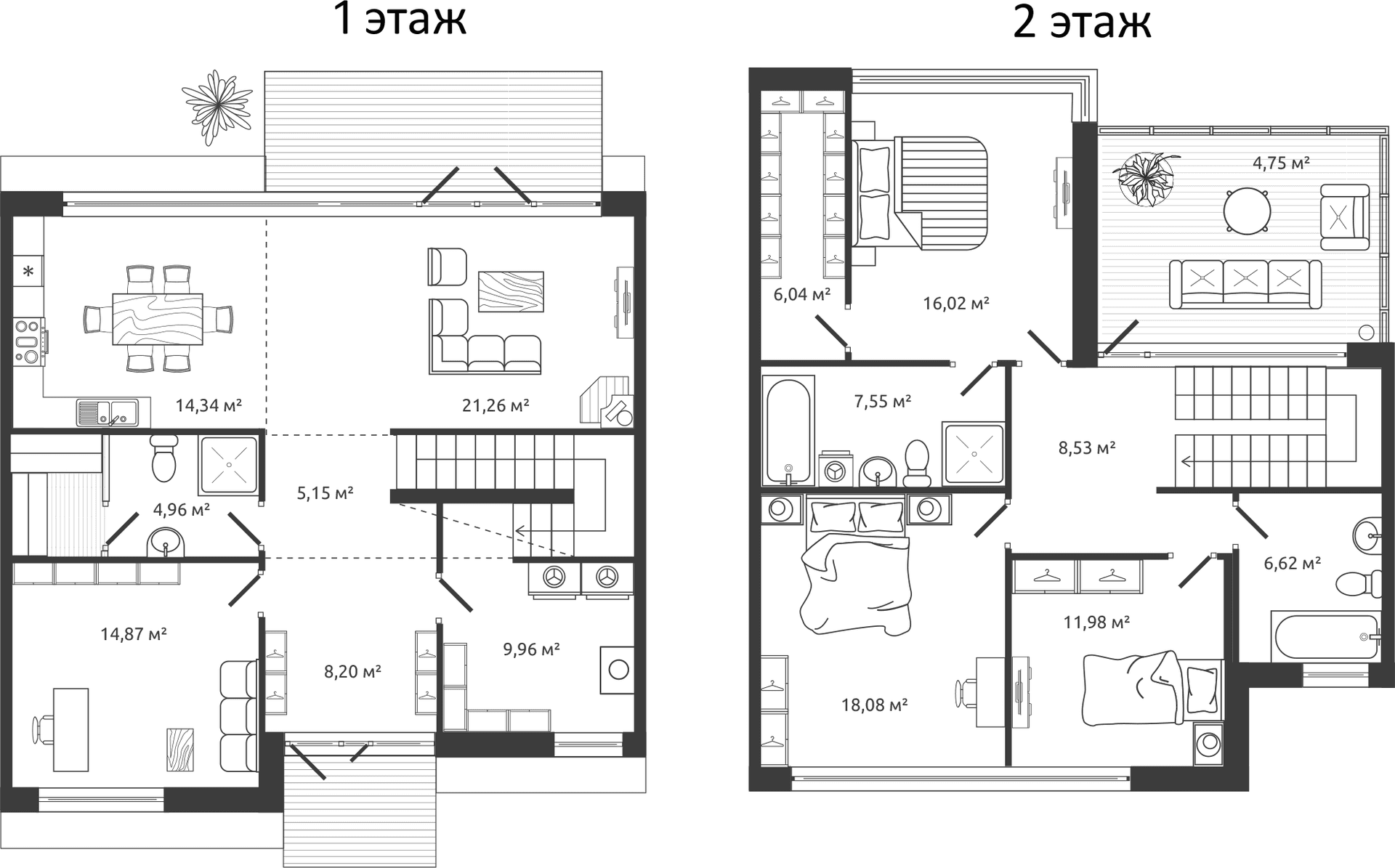 Планировка: Таунхаус 156,4 м² в ЖК «Коттеджный поселок Моменты.Репино»