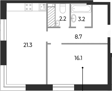 Планировка: Евродвушка 51,6 м² в ЖК «Neva Haus»