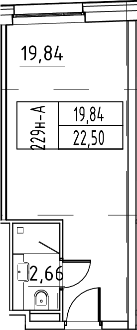 Планировка: Студия 22,5 м² в ЖК «ЙЕС Лидер»