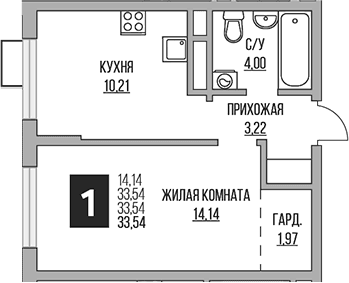 1-комнатная квартира