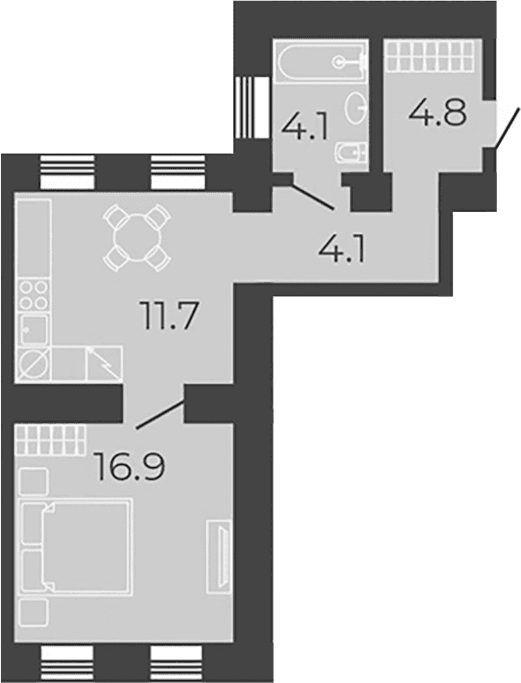 1-комнатная квартира