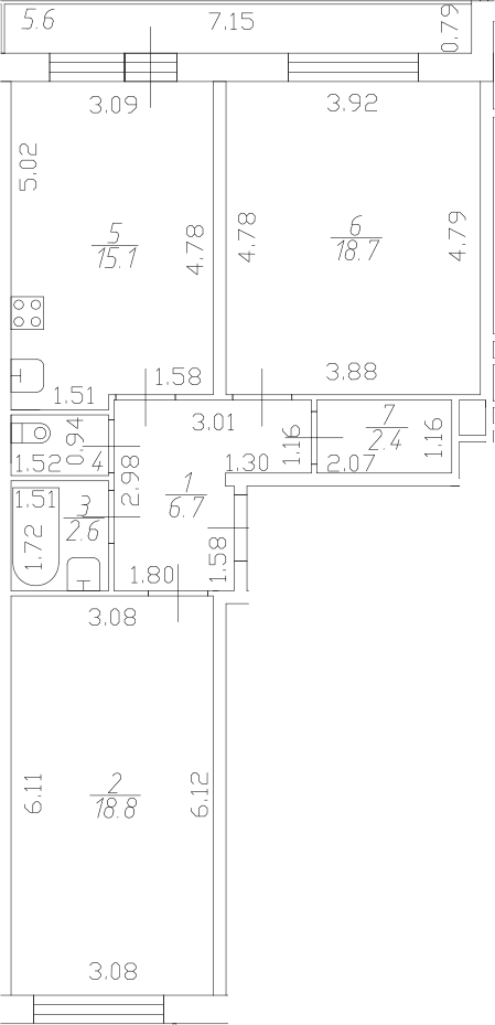 Планировка: Евротрёшка 65,2 м² в ЖК «Полет»