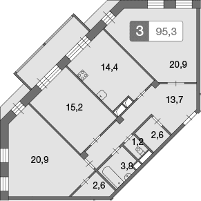 3-комнатная квартира