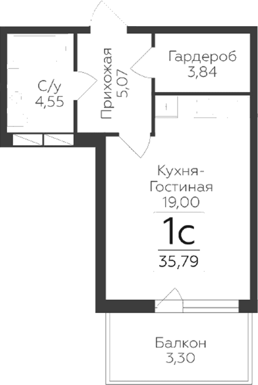 Планировка: Студия 32,5 м² в ЖК «Панорама Юкки. ГК Развитие. Санкт-Петербург»
