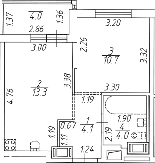 Планировка: 1-комнатная квартира 30,8 м² в ЖК «Симпл»