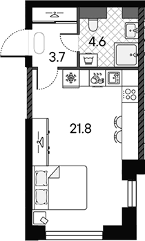 Планировка: Студия 30,1 м² в ЖК «МАРК»