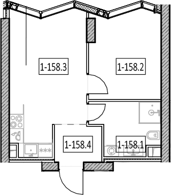 Планировка: Евродвушка 36,7 м² в ЖК «Айс Тауэрс»