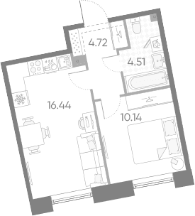 Планировка: Евродвушка 35,8 м² в ЖК «Бульвар Грина»