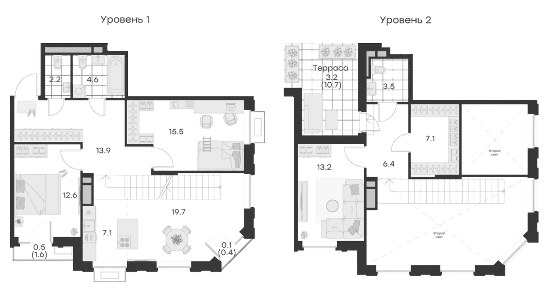 Планировка: Квартира евро-4 105,8 м² в ЖК «Михалевич»