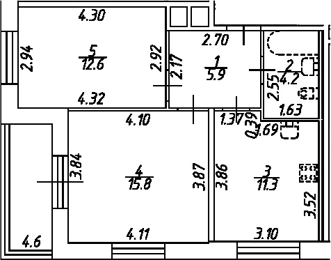 Планировка: 2-комнатная квартира 49,8 м² в ЖК «Рождественский квартал»