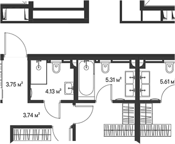 Планировка: Евротрёшка 60,4 м² в ЖК «Джойс»