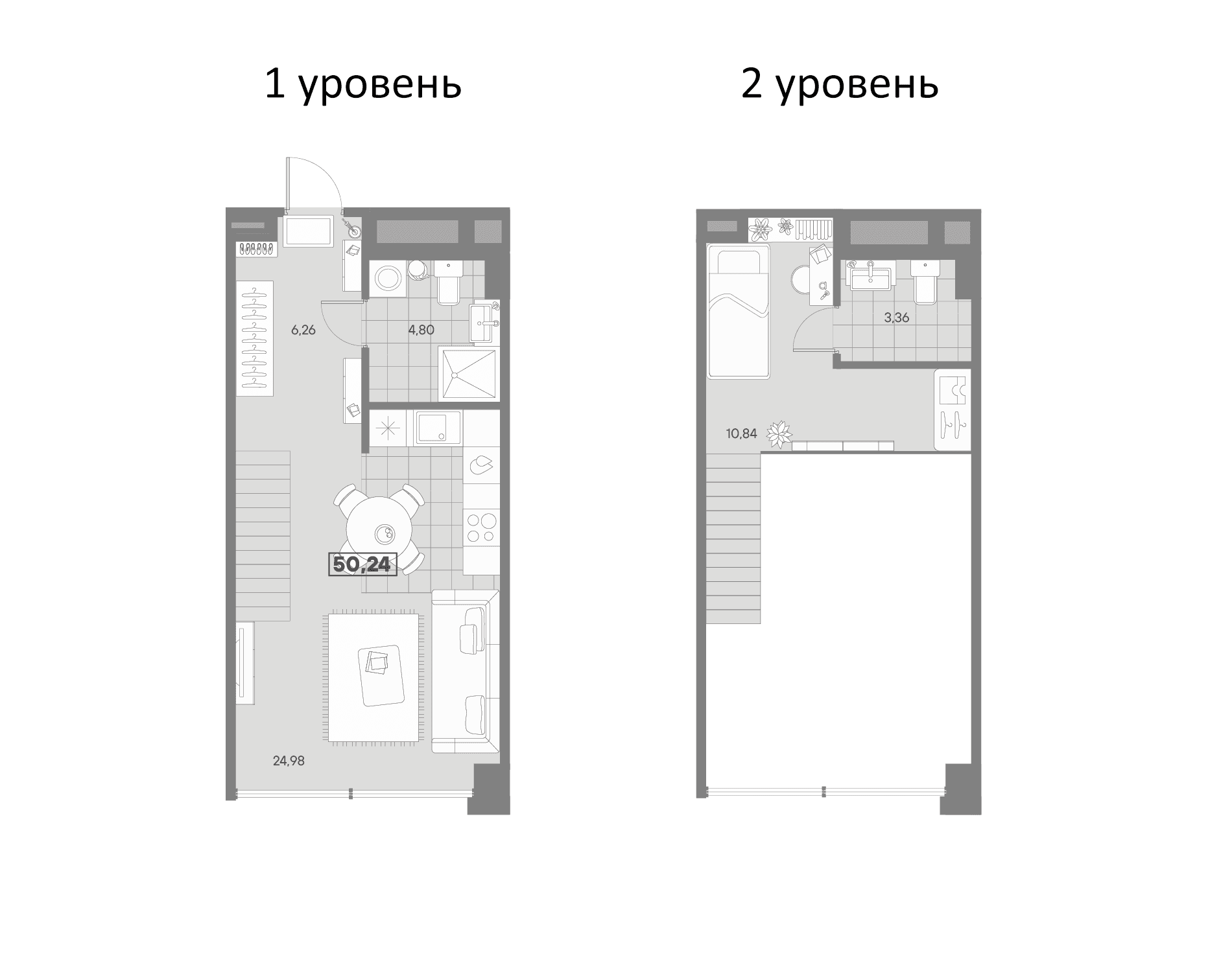 Планировка: Евродвушка 50,2 м² в ЖК «АВАНТ»