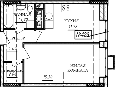 1-комнатная квартира