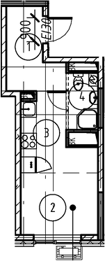Планировка: Студия 21,3 м² в ЖК «Форевиль»