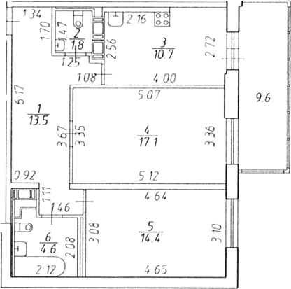 Планировка: 2-комнатная квартира 62,1 м² в ЖК «Экос»