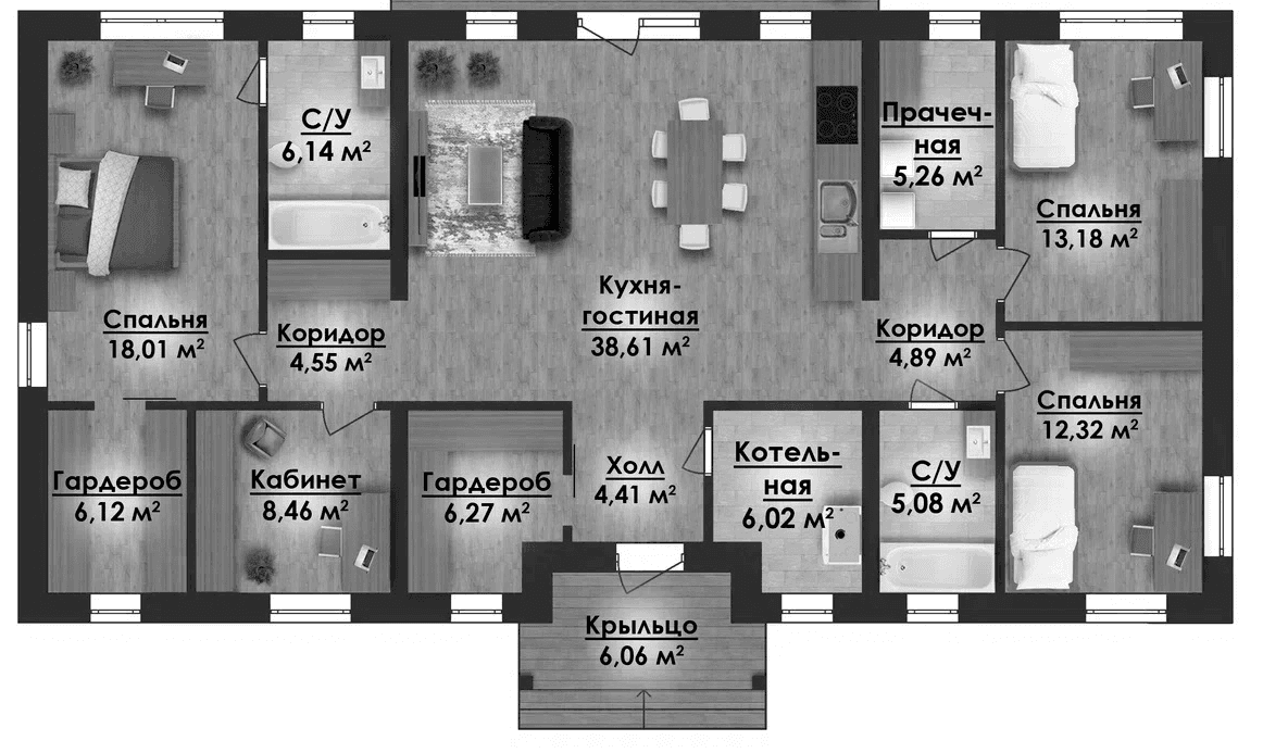 Планировка: Коттедж 147 м² в ЖК «Коттеджный поселок ВамДом Истра»