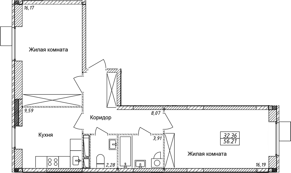 2-комнатная квартира