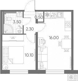 Планировка: Евродвушка 32,4 м² в ЖК «Зеркальный ручей»