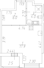 Планировка: Студия 27,9 м² в ЖК «Аквилон Ливз»