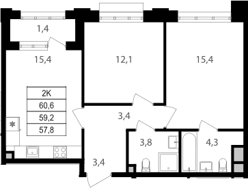 2-комнатная квартира