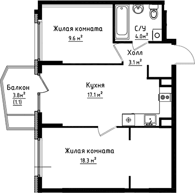 2-комнатная квартира