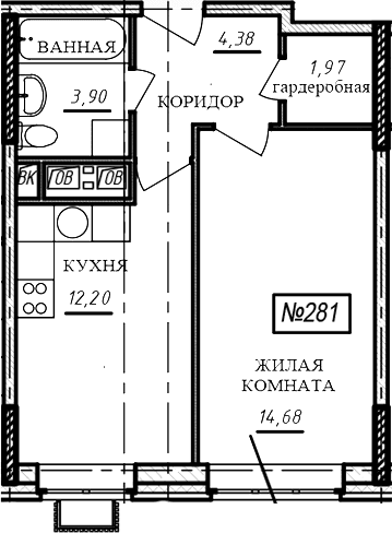 1-комнатная квартира