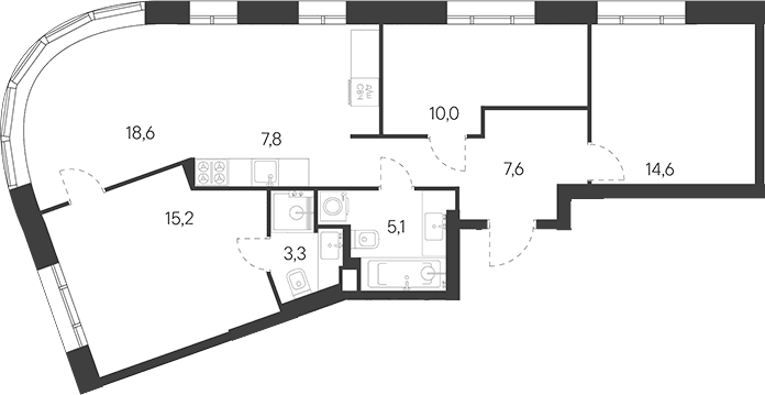 Планировка: Квартира евро-4 82,8 м² в ЖК «Родина Переделкино»