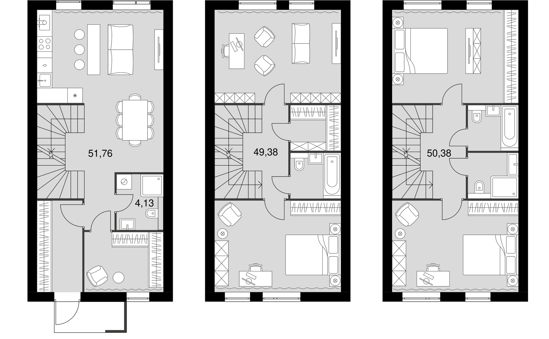 Планировка: Таунхаус 155,7 м² в ЖК «Мартемьяново Клаб»