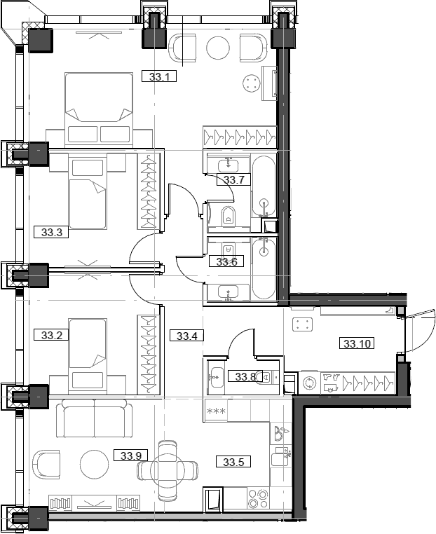 Планировка: Квартира евро-4 85,2 м² в ЖК «Мод»