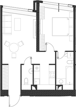 Планировка: Квартира 54,2 м² в ЖК «Дом Дау»