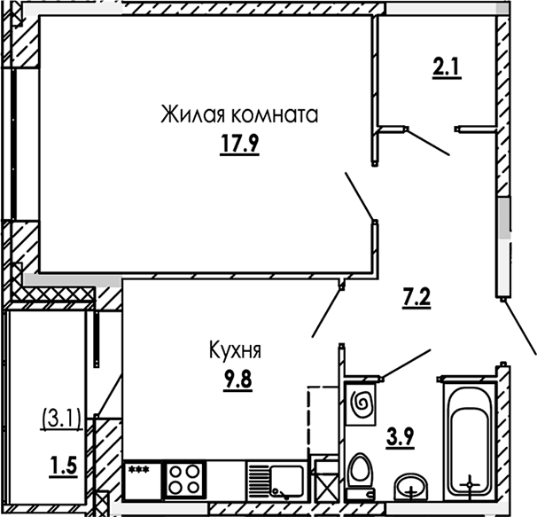 1-комнатная квартира