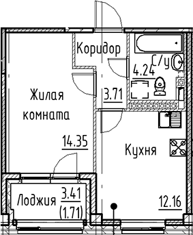 1-комнатная квартира