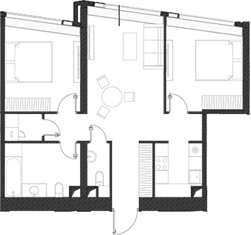Планировка: Квартира 73,7 м² в ЖК «Дом Дау»