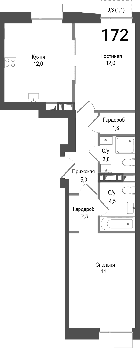 2-комнатная квартира