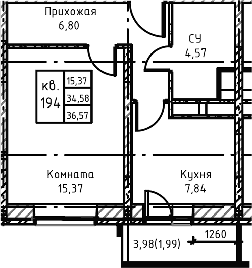 1-комнатная квартира