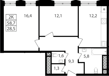 2-комнатная квартира