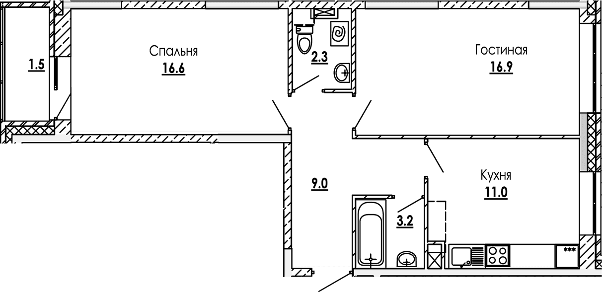 2-комнатная квартира