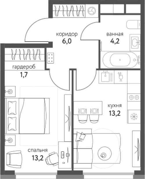 1-комнатная квартира