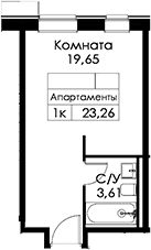 Планировка: Студия 23,3 м² в ЖК «Вольта»