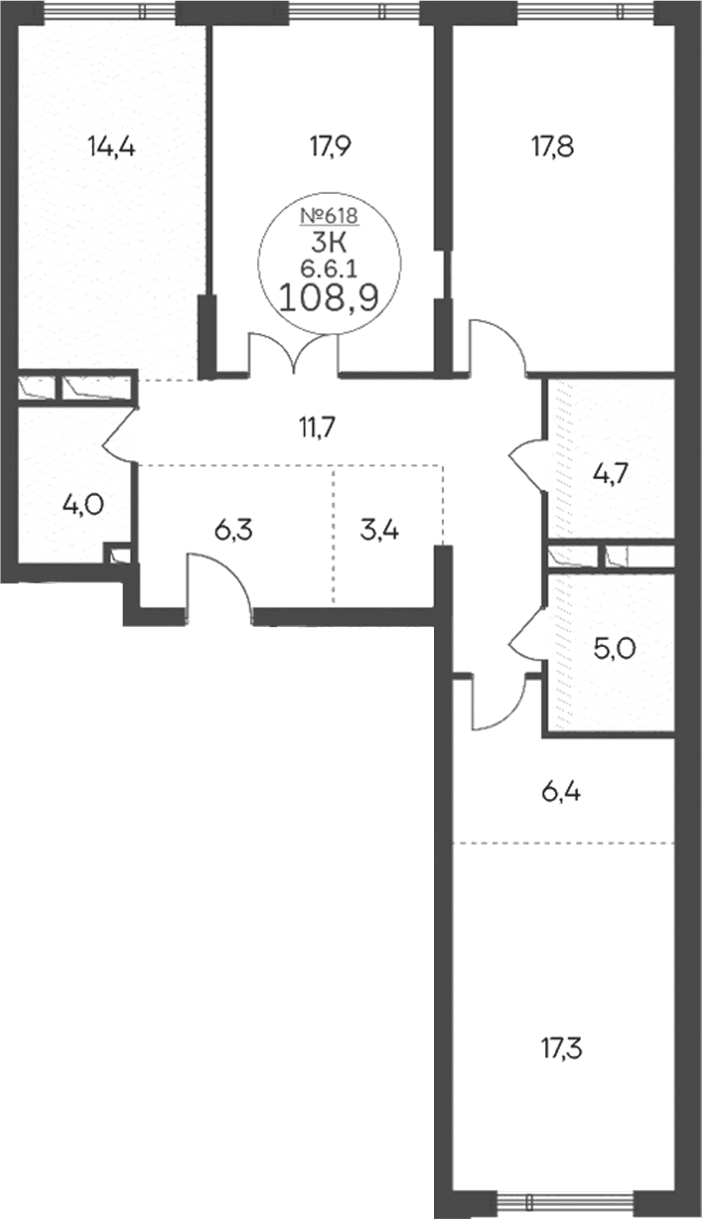3-комнатная квартира