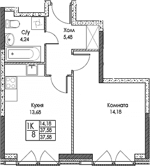 1-комнатная квартира