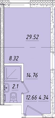 Планировка: Студия 14,8 м² в ЖК «Vertical Лесная»