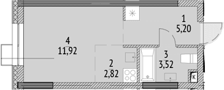 Планировка: Студия 23,5 м² в ЖК «N'ICE LOFT»