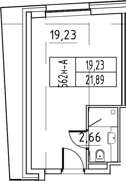 Планировка: Студия 21,9 м² в ЖК «ЙЕС Лидер»