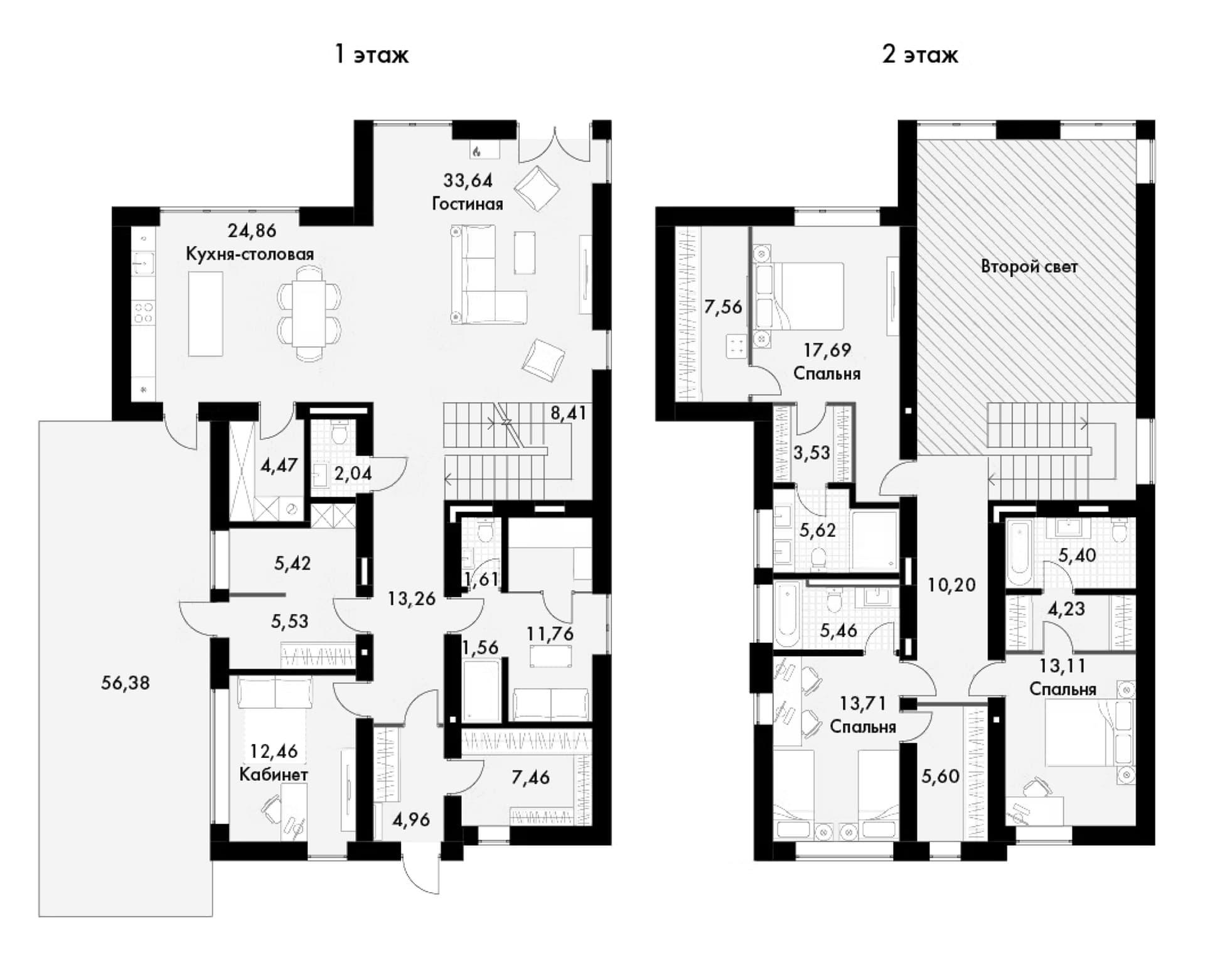 Планировка: Коттедж 239,1 м² в ЖК «Коттеджный поселок Сабурово Клаб»